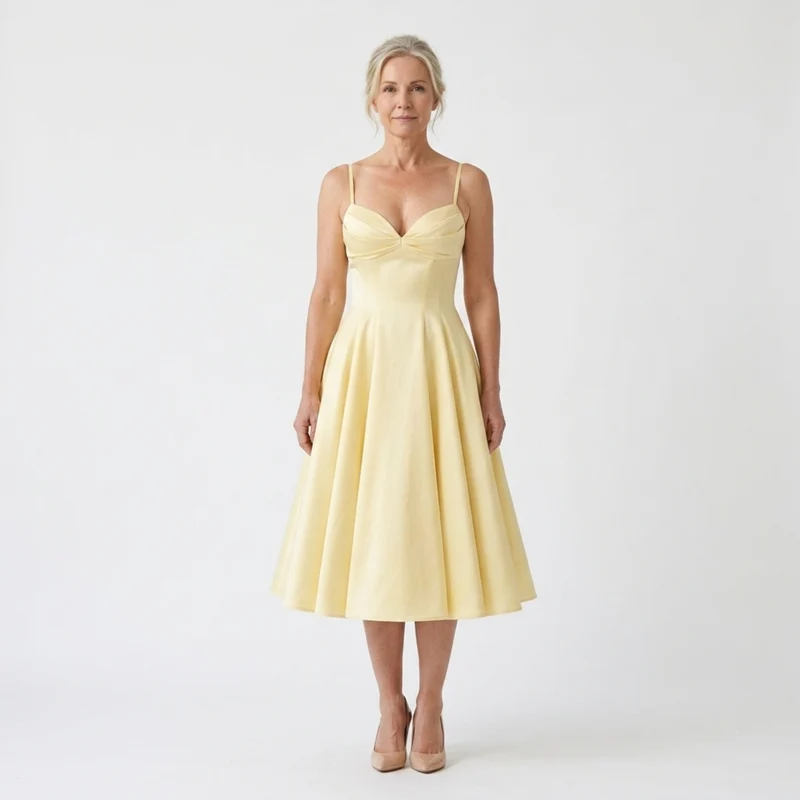 Robe de jour mi-longue — coton extensible et jupe ample à poches