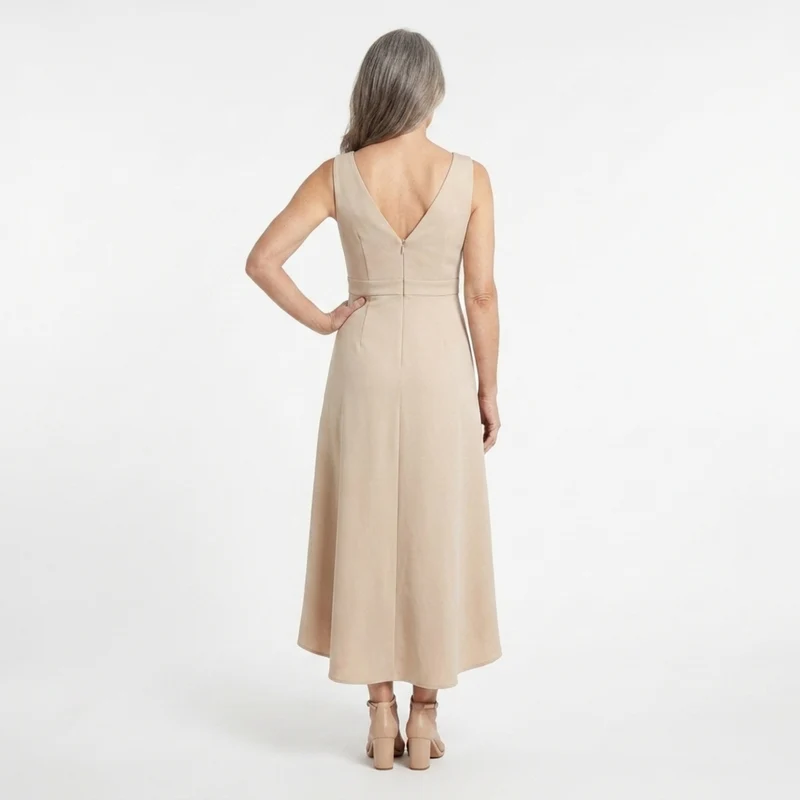 Robe de cocktail mi-longue — décolleté en V et style croisé | occasion spéciale