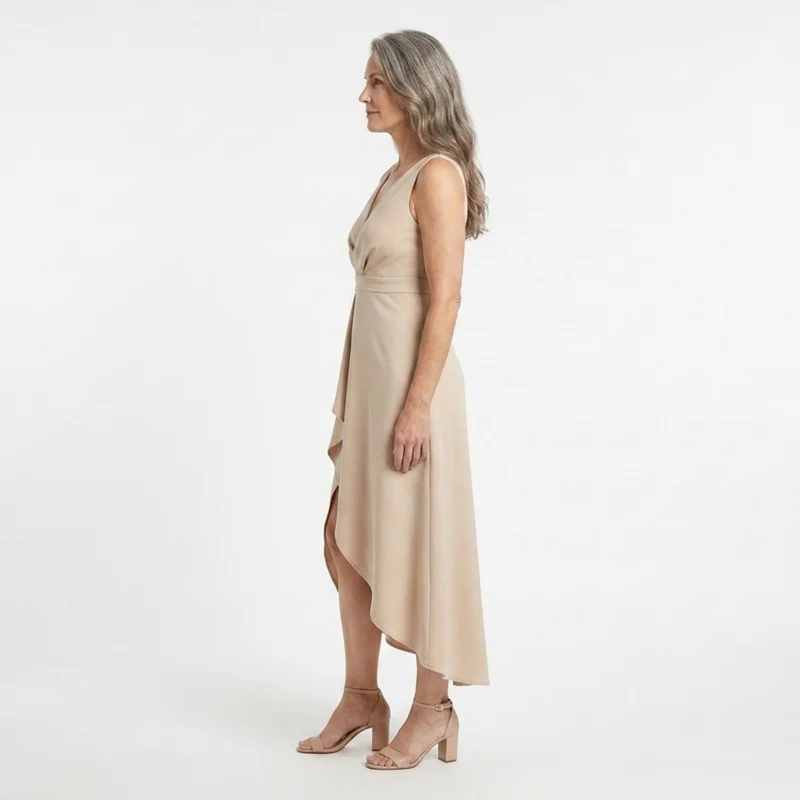 Robe de cocktail mi-longue — décolleté en V et style croisé | occasion spéciale