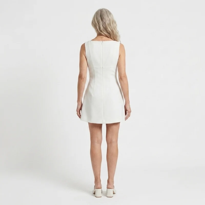 Robe courte femme — jupe boule en crêpe et col bateau | tenue de soirée