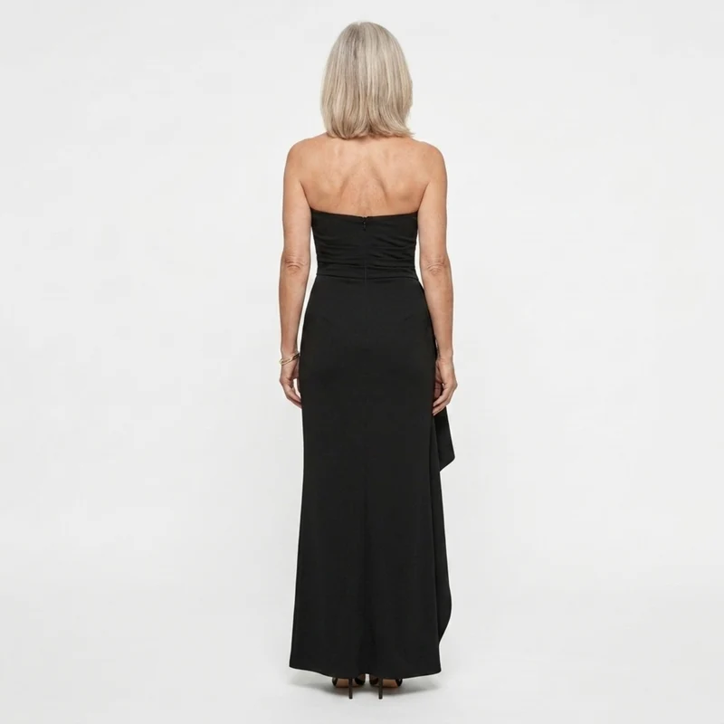 Robe de soirée longue — coupe sirène froncée avec fente | gala formel