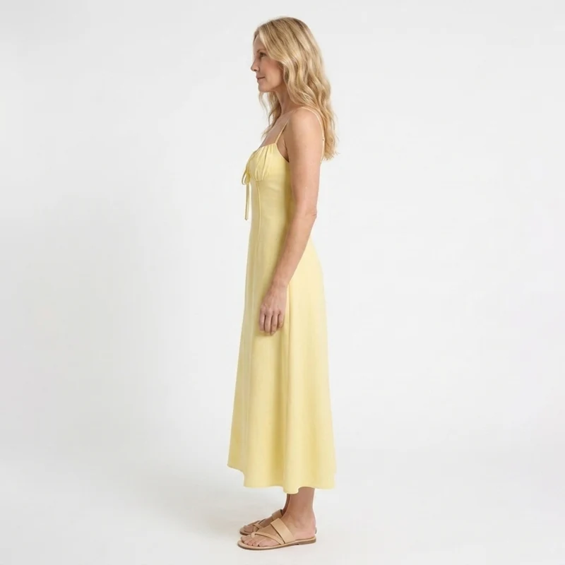 Robe longue femme — décolleté en cœur et fines bretelles | sortie d'été