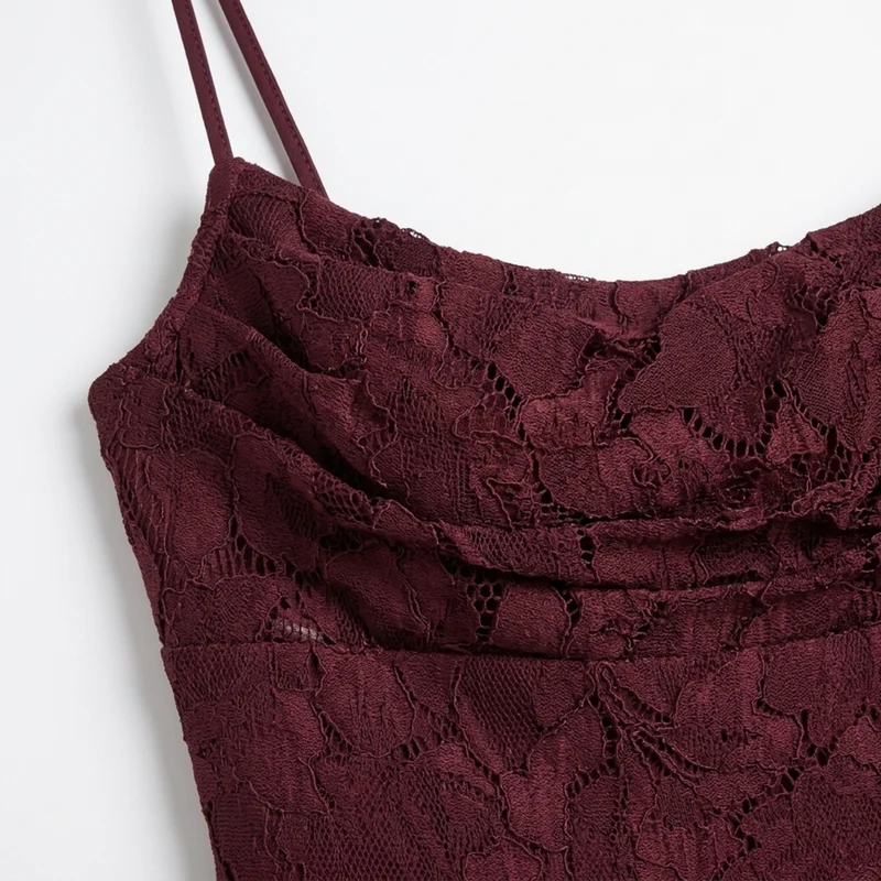 Robe longue femme — dos nu à lacets et jersey dévoré floral | soirée romantique