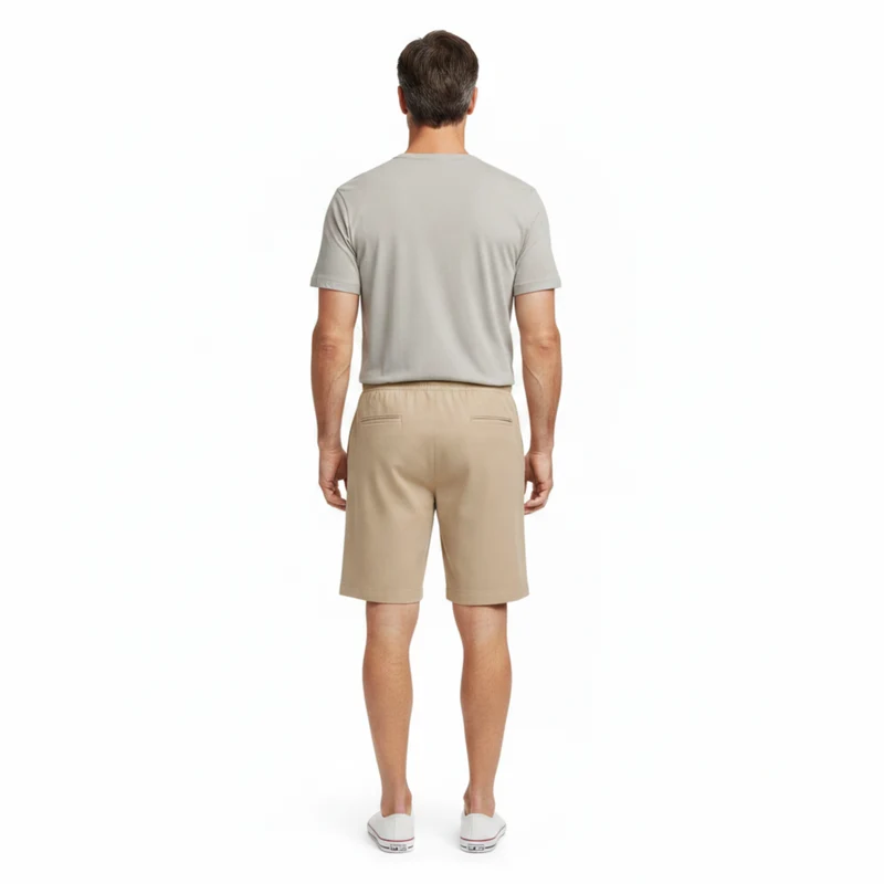 Short en Lin pour Homme avec Taille Élastiquée et Coupe Droite Décontractée
