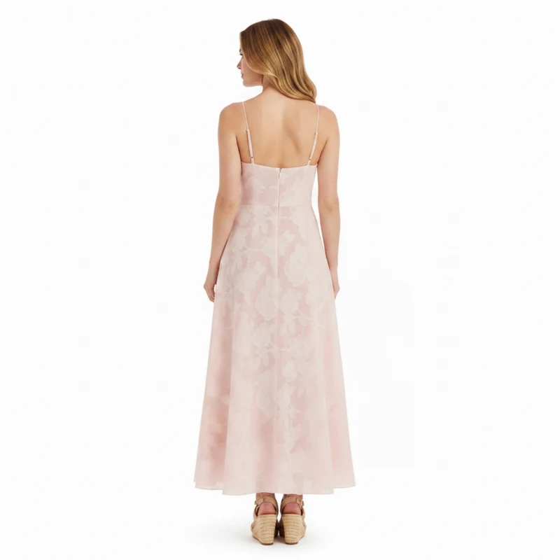 Robe de Soirée Longue Bustier à Broderies Florales et Coupe Évasée pour Femme