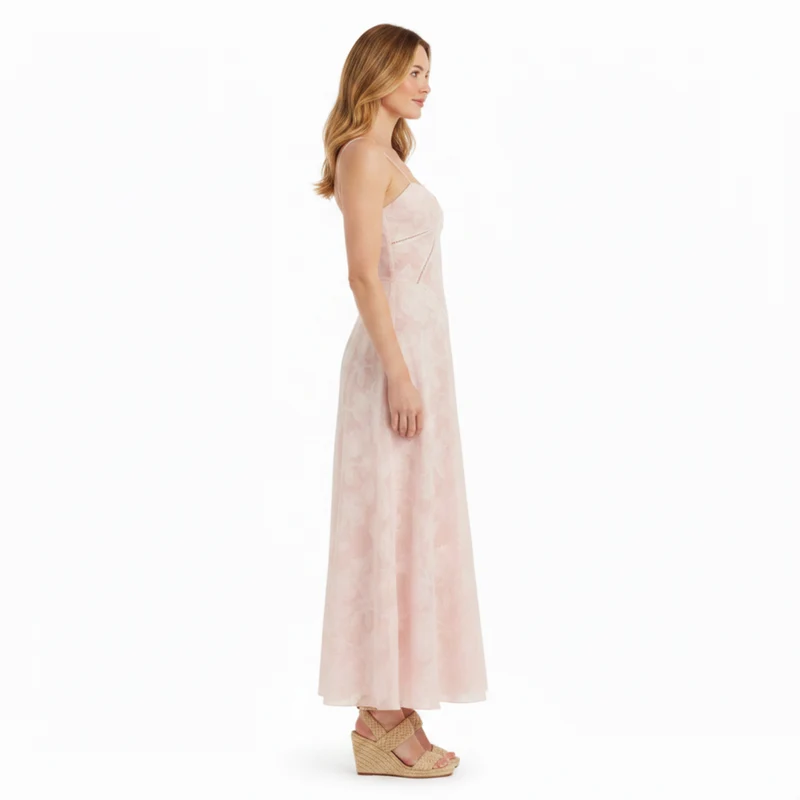 Robe de Soirée Longue Bustier à Broderies Florales et Coupe Évasée pour Femme