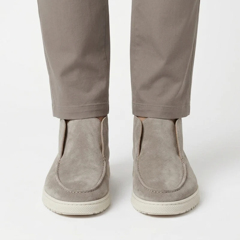 Mocassins montants pour homme — bottines à enfiler en daim — style bureau chic décontracté
