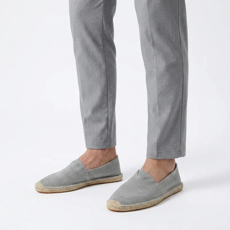 Espadrilles en lin pour homme — mocassins à enfiler en toile — plage et vacances