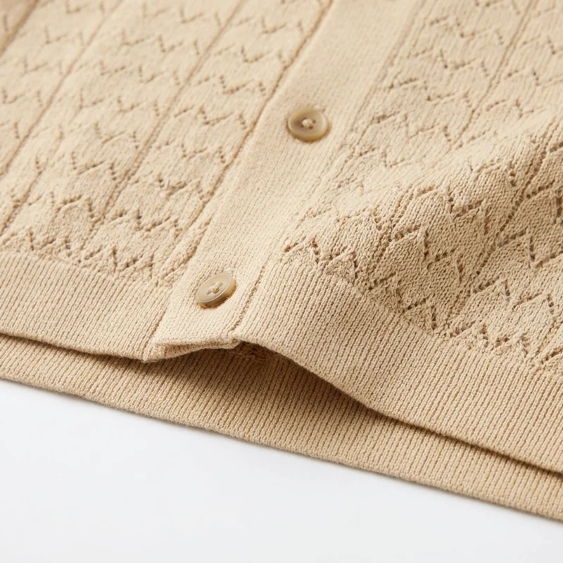 Polo en maille pour homme — motif jacquard — style rétro décontracté