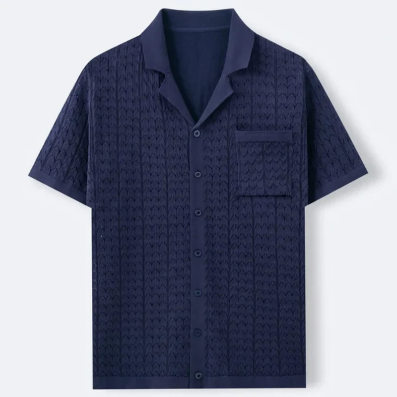 Polo en maille pour homme — motif jacquard — style rétro décontracté