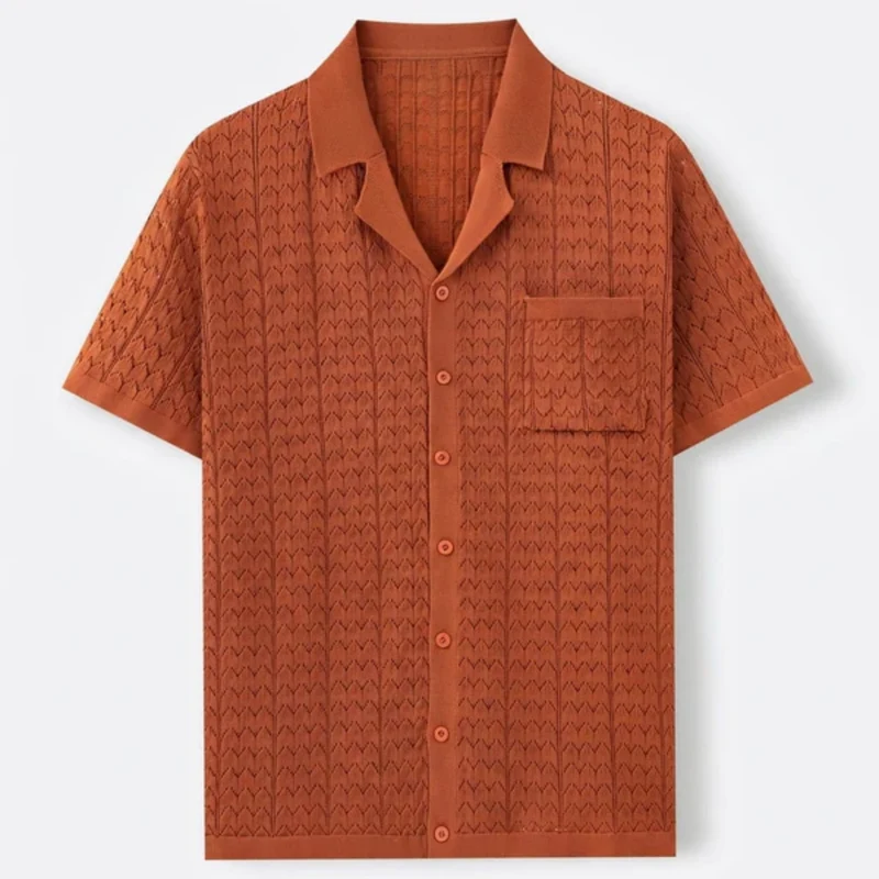 Polo en maille pour homme — motif jacquard — style rétro décontracté