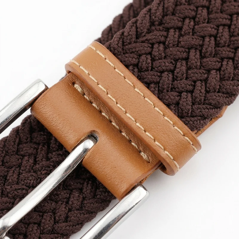 Ceinture tressée homme — finitions en cuir — réglable et décontractée
