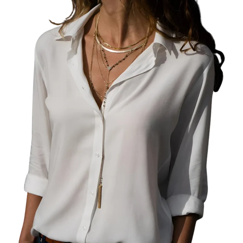 Blouse fluide femme en soie — décolleté en v — bureau et soirée