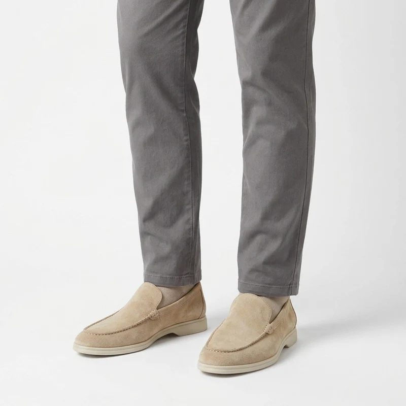 Mocassins en daim pour homme — semelle en caoutchouc — confort quotidien