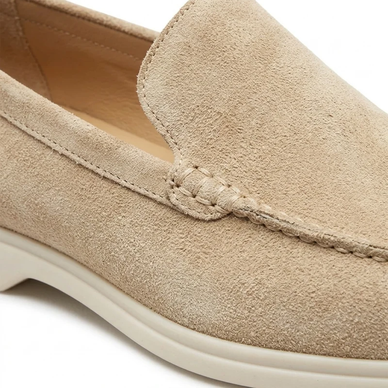 Mocassins en daim pour homme — semelle en caoutchouc — confort quotidien