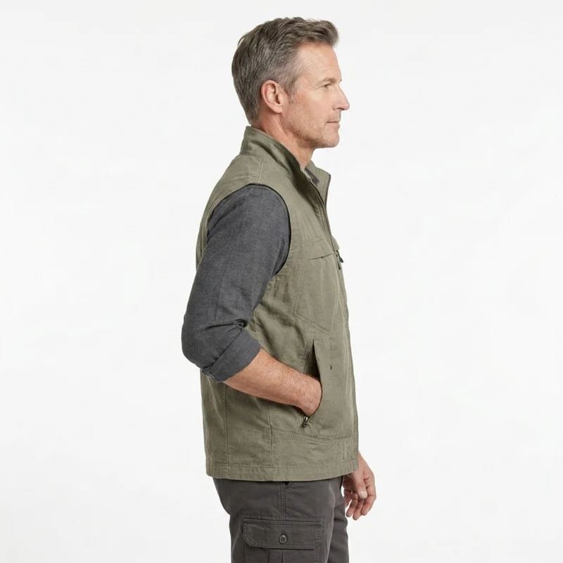 Gilet sans manches homme — poches zippées — extérieur et mi-saison