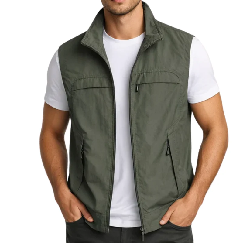 Gilet sans manches homme — poches zippées — extérieur et mi-saison