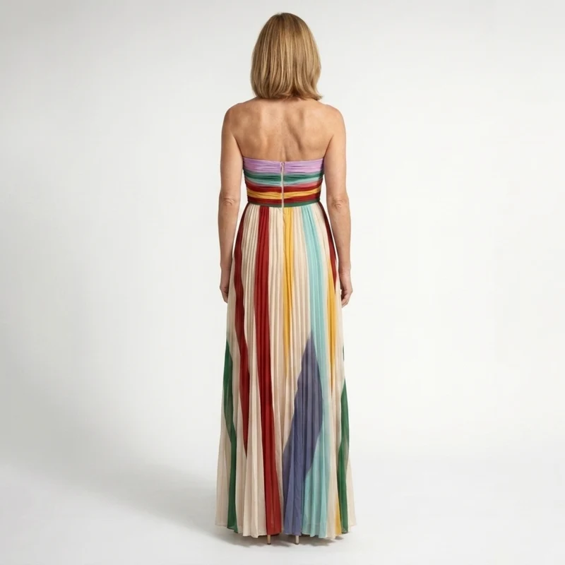 Robe longue femme bohème — bustier sans bretelles — plage et été