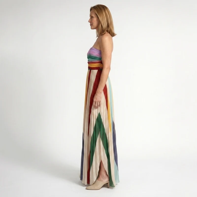 Robe longue femme bohème — bustier sans bretelles — plage et été