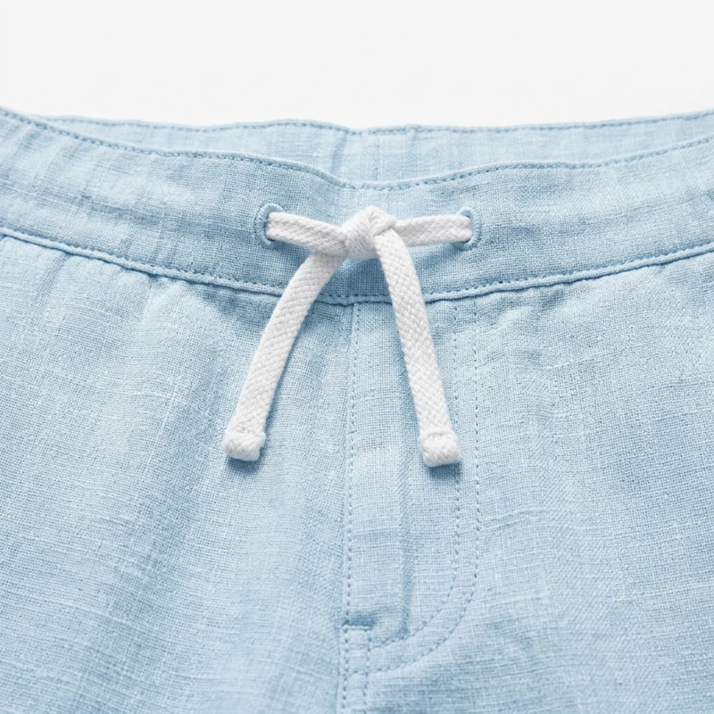 Pantalon coupe droite homme — taille élastique avec cordon — plage et été