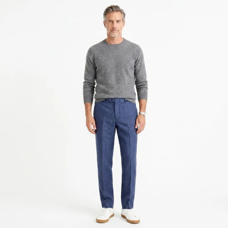 Pantalon en lin pour homme — coupe droite — vacances et plage
