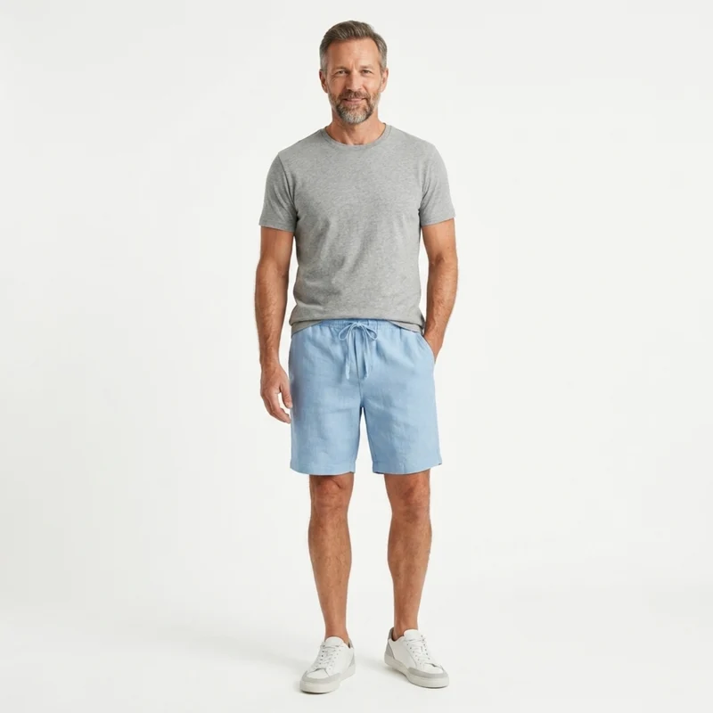 Short en lin pour homme — coupe décontractée — plage et été