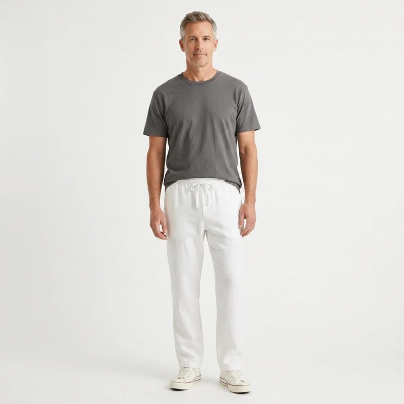 Pantalon large en lin homme — mélange coton — vacances et été
