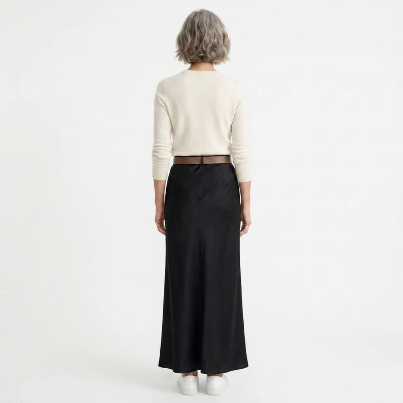 Jupe maxi longue satinée — taille haute coupe sirène — tenue de soirée