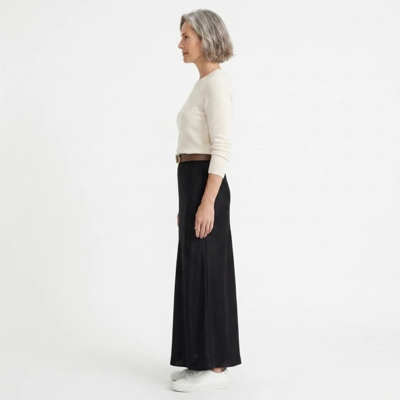 Jupe maxi longue satinée — taille haute coupe sirène — tenue de soirée