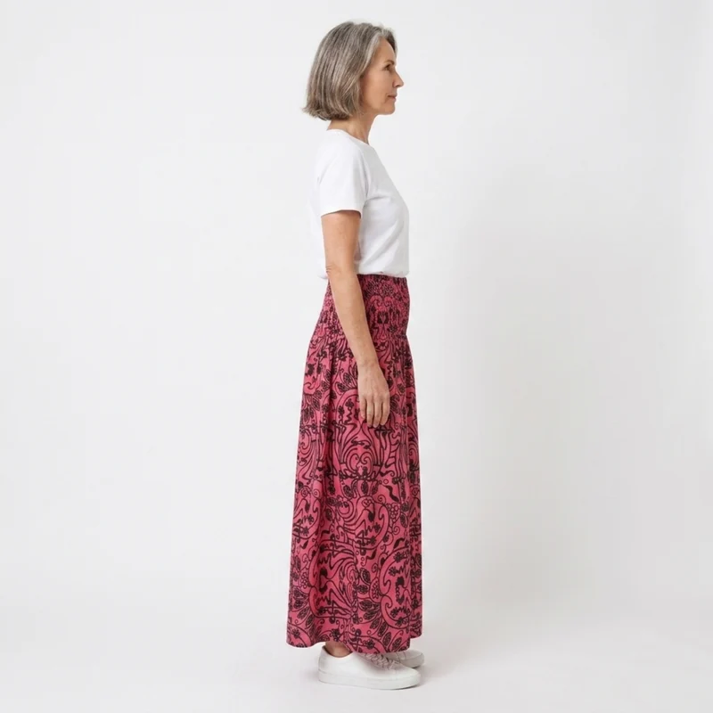 Jupe maxi longue bohème — taille haute élastique — vacances d'été