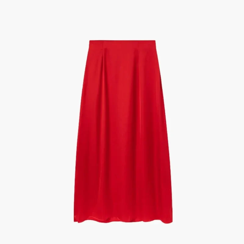 Jupe maxi longue satinée — taille haute coupe droite — tenue de soirée