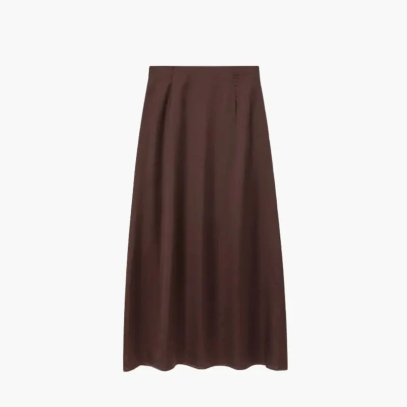 Jupe maxi longue satinée — taille haute coupe droite — tenue de soirée