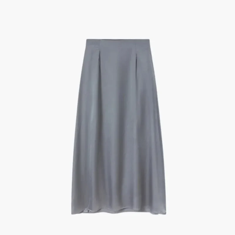 Jupe maxi longue satinée — taille haute coupe droite — tenue de soirée