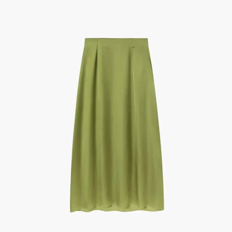 Jupe maxi longue satinée — taille haute coupe droite — tenue de soirée
