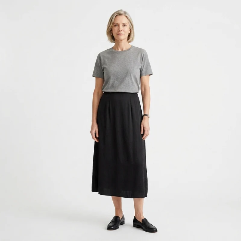 Jupe maxi longue satinée — taille haute coupe droite — tenue de soirée
