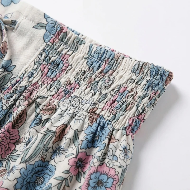 Jupe maxi longue à fleurs — taille haute avec laçage — vacances d'été
