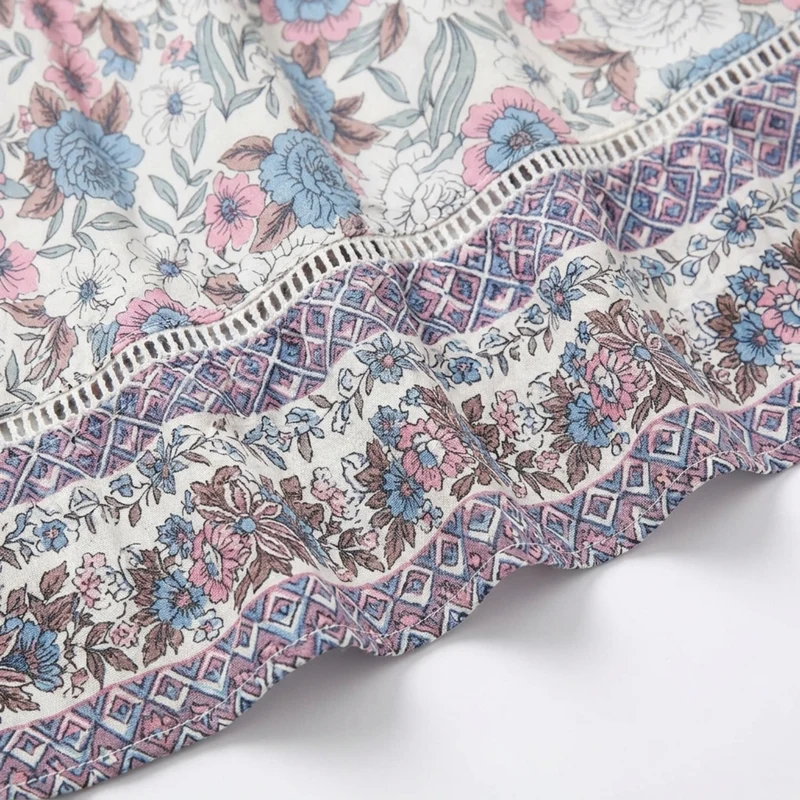 Jupe maxi longue à fleurs — taille haute avec laçage — vacances d'été