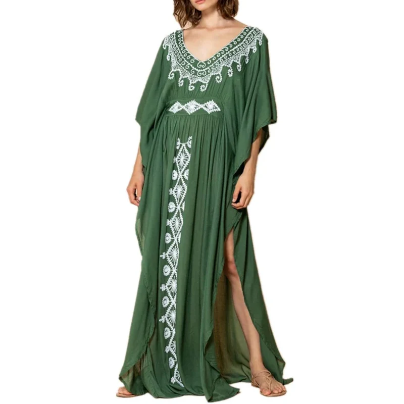 Robe kimono de plage longue — coupe ample — vacances d'été