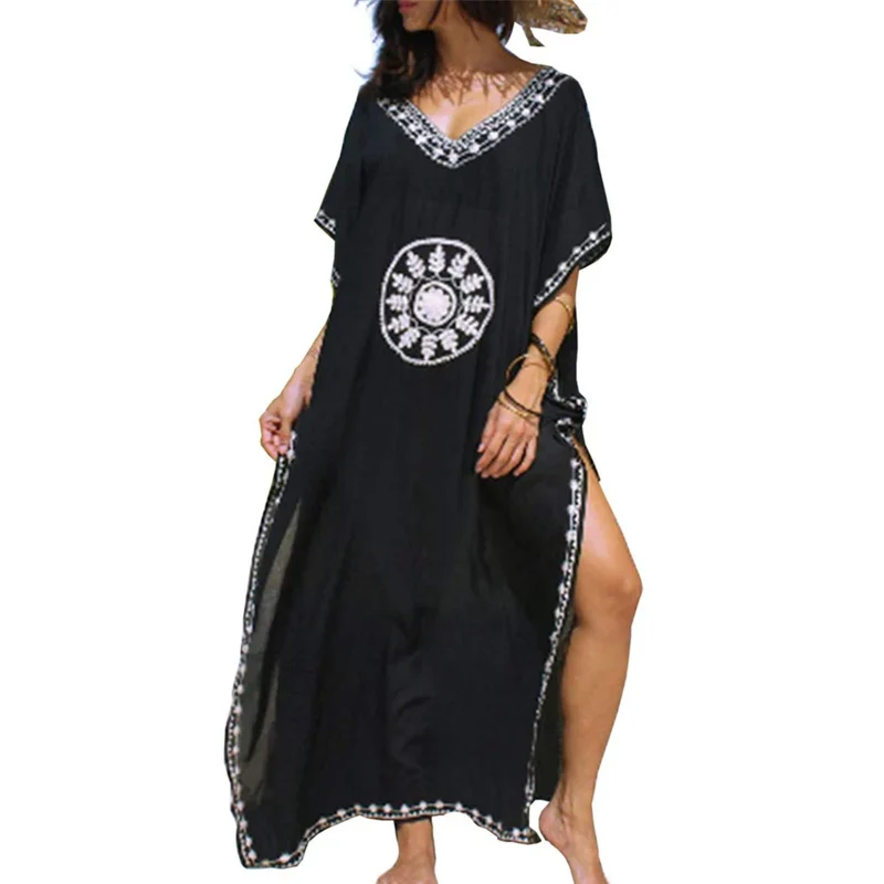 Robe kimono de plage longue — coupe ample — vacances d'été