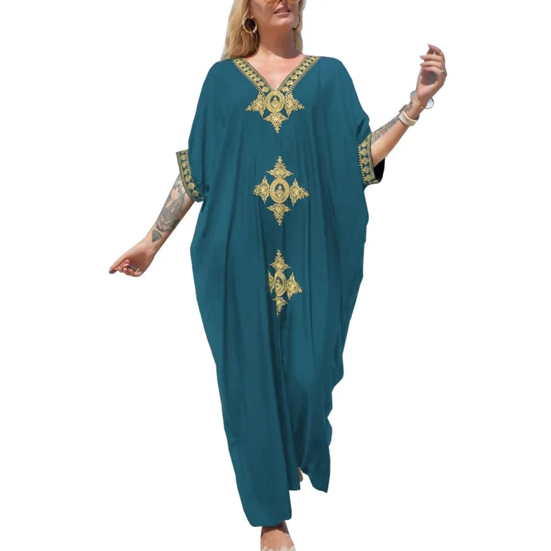 Robe kimono de plage longue — coupe ample — vacances d'été