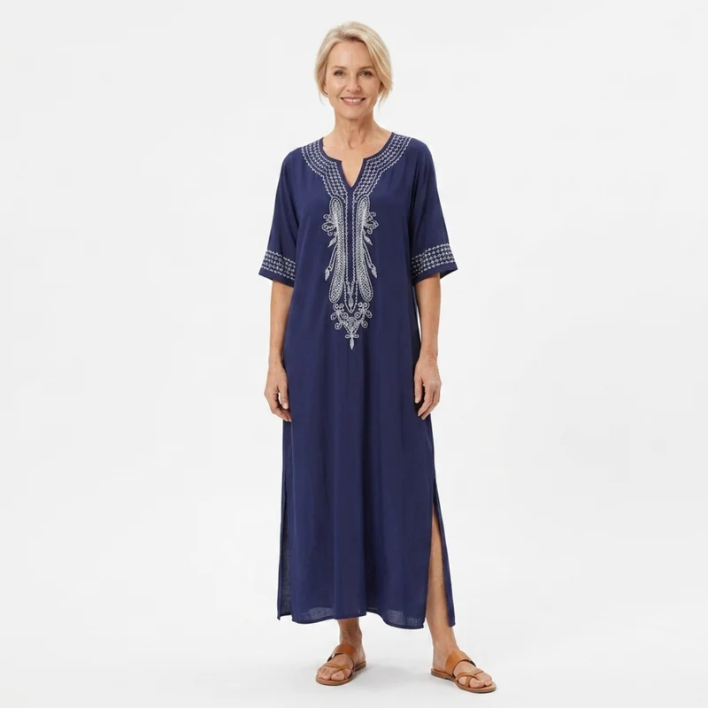 Robe kimono de plage longue — coupe ample — vacances d'été