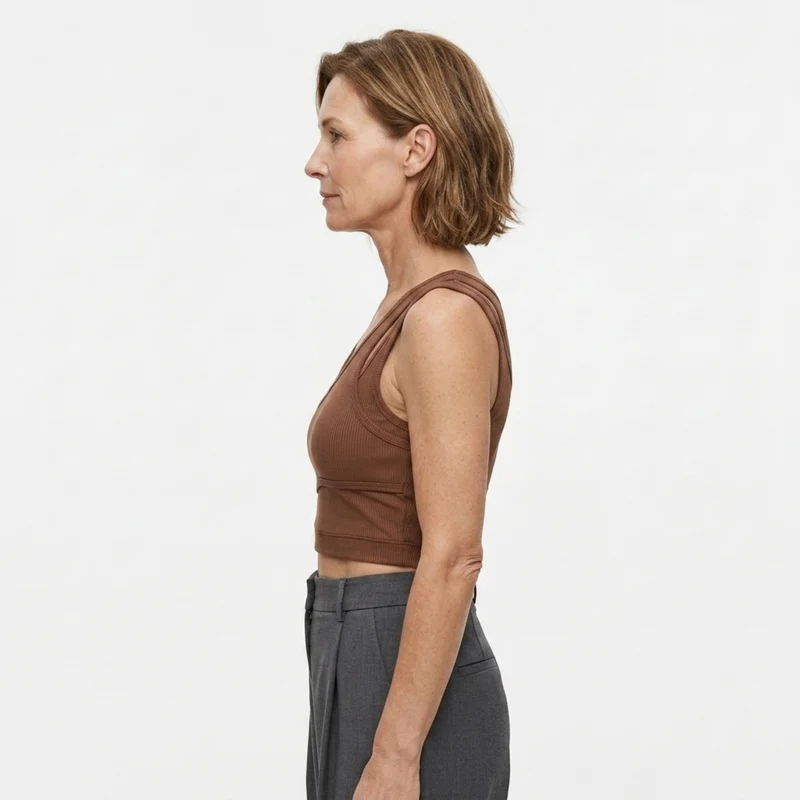 Haut court crop top débardeur — col v — style bohème