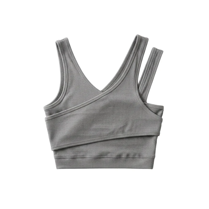 Haut court crop top débardeur — col v — style bohème