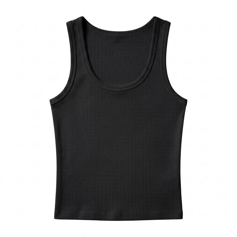 Débardeur crop top femme — maille côtelée — col carré — plage et vacances