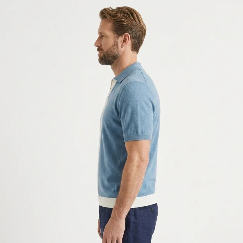Polo en maille pour homme — rayures horizontales — style décontracté
