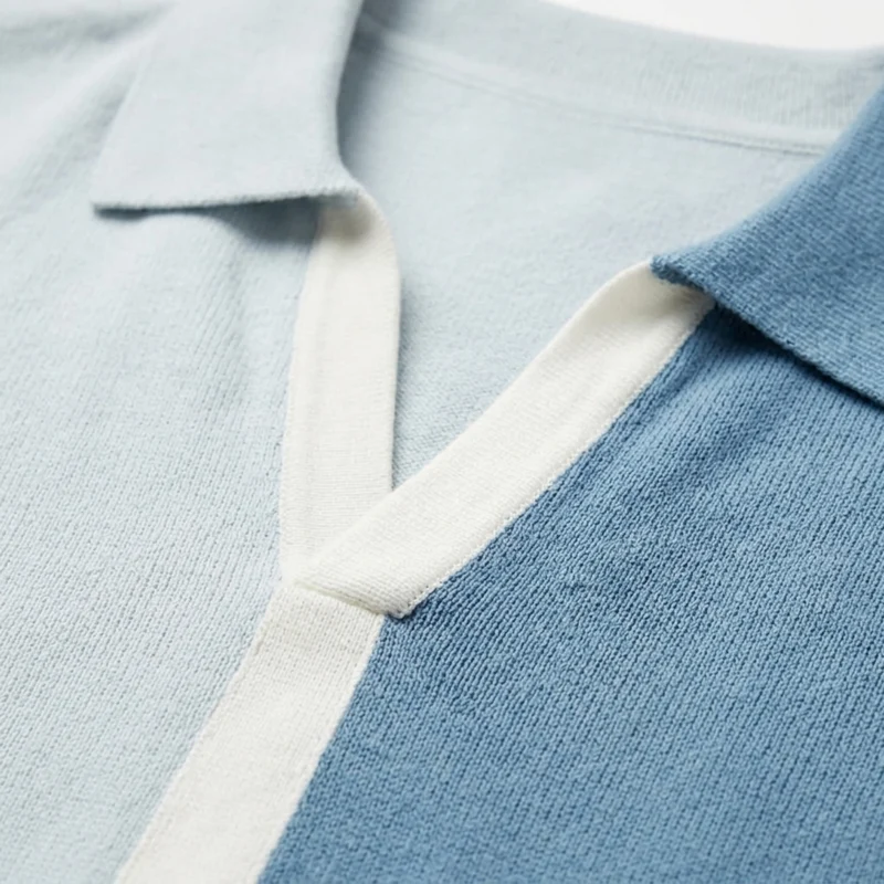 Polo en maille pour homme — rayures horizontales — style décontracté
