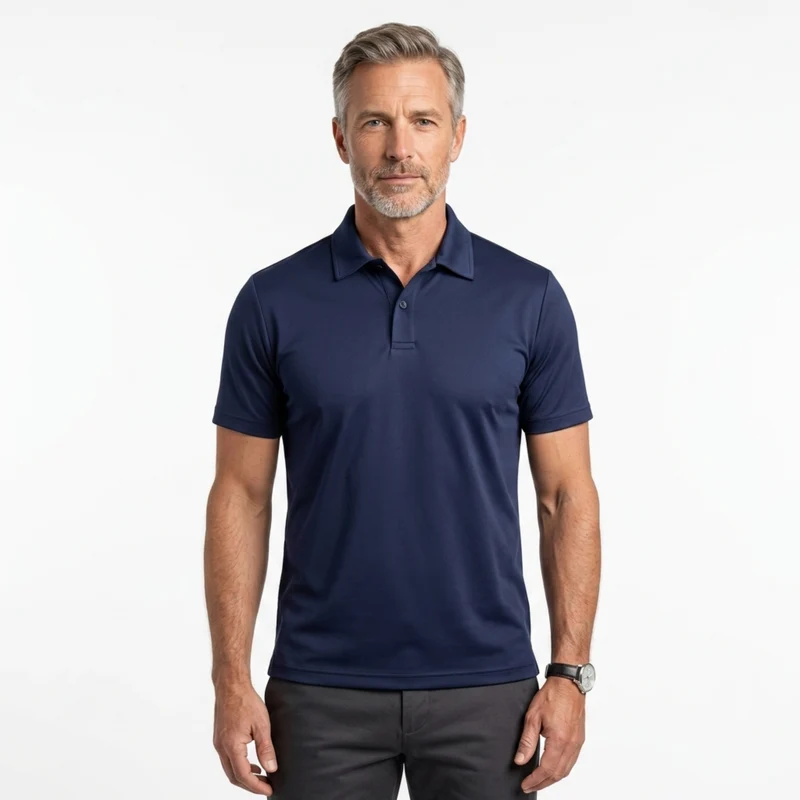 Polo pour homme — tissu technique — coupe ajustée — tenue décontractée