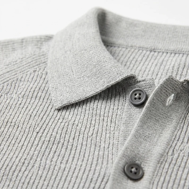 Polo pour homme — maille côtelée — tenue décontractée