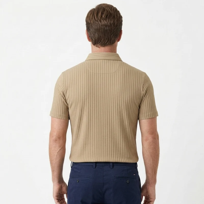 Polo pour homme — maille texturée — style décontracté
