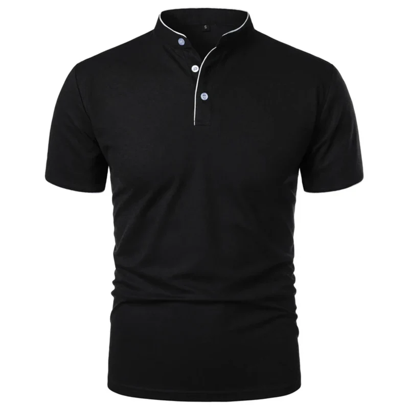 Polo pour homme — col montant et manches courtes — style professionnel